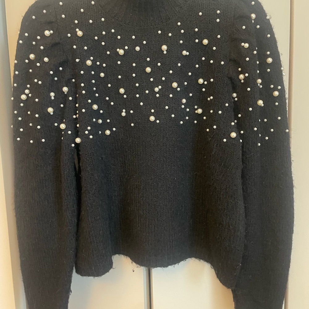 Zara Black Sweater with Pearl Details